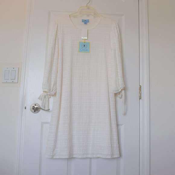 CeCe Dresses & Skirts - CeCe Women’s Tie-Sleeve Myrtle White dress